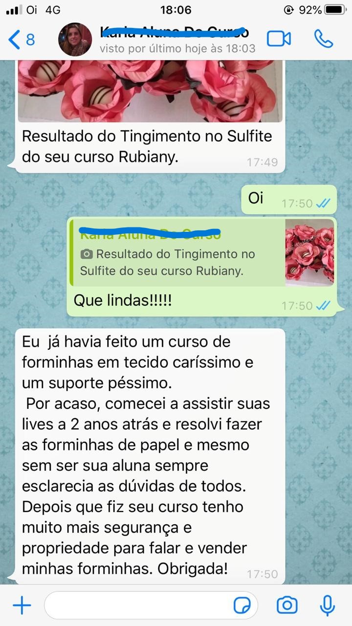 Depoimento WhatsApp Karla Aluna Tingimento Sulfite